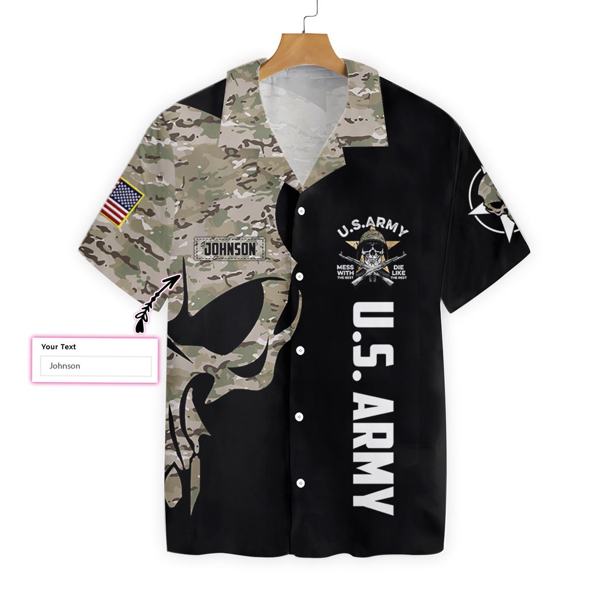 US Army Digital Camo Skull Custom Hawaiian ShirtA