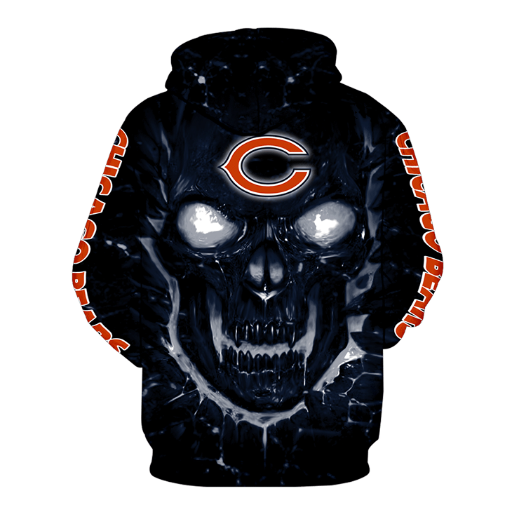 Skull Chicago Bears Logo 3D Hoodie2