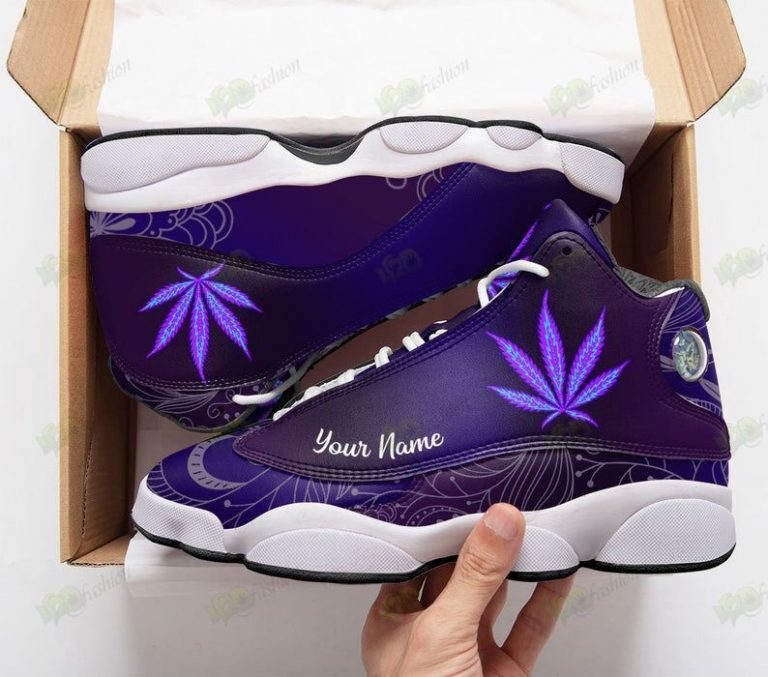 Psychedelic Cannabis Leaf Personalized Custom Name Air Jodan 13 Sneakers