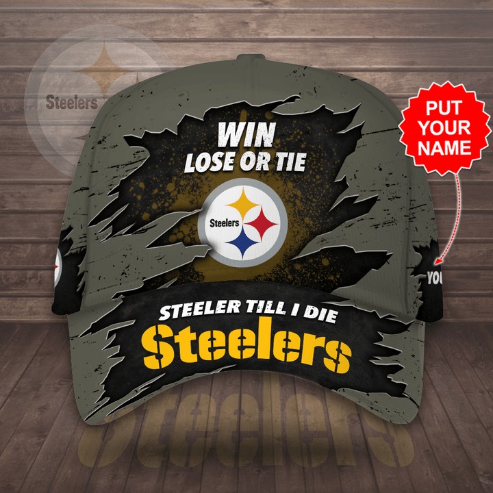Pittsburgh Steelers win lose or tie custom personalized cap hat 1