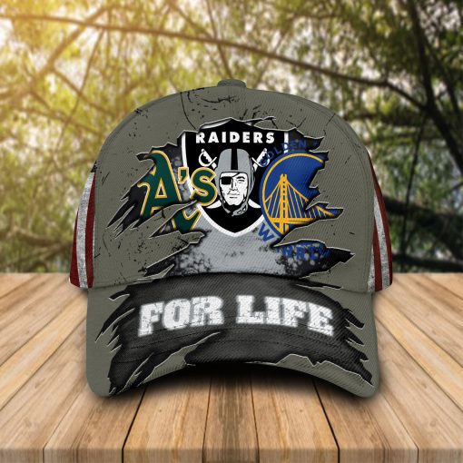 Oakland Athletics Oakland Raiders GS Warriors For Life cap hat 1