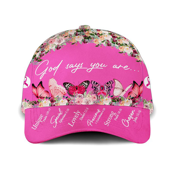 Butterfly God Says You Are Breast Cancer Awareness Cap Hat