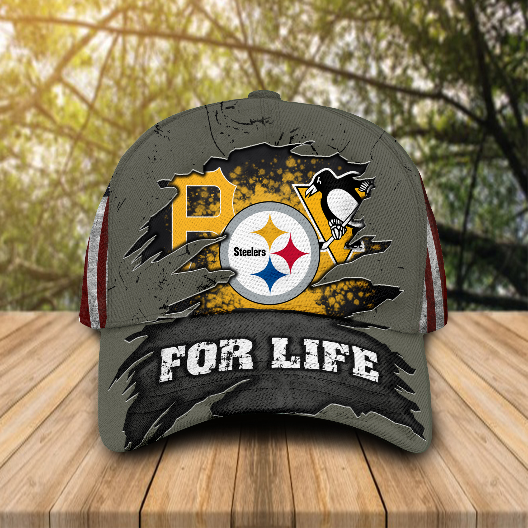 Pittsburgh Steelers Pittsburgh Pirates Pittsburgh Penguins for life cap hat 1