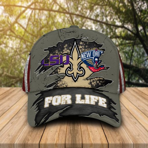 New Orleans Saints New Orleans Pelicans LSU Tigers For Life cap hat 1