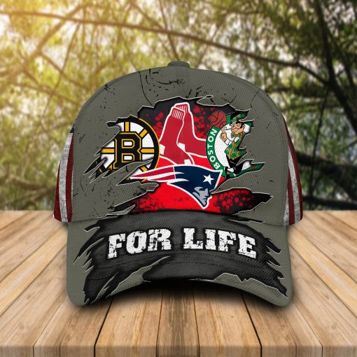 For Life Boston Celtics New England Patriots Boston Bruins Boston Red Sox cap hat 1