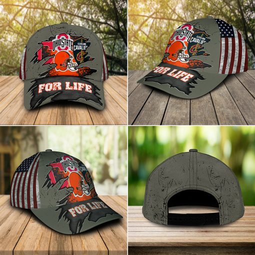 For life Ohio State Buckeys Cleveland Cavaliers Cleveland Indians Cleveland Browns cap hat 5