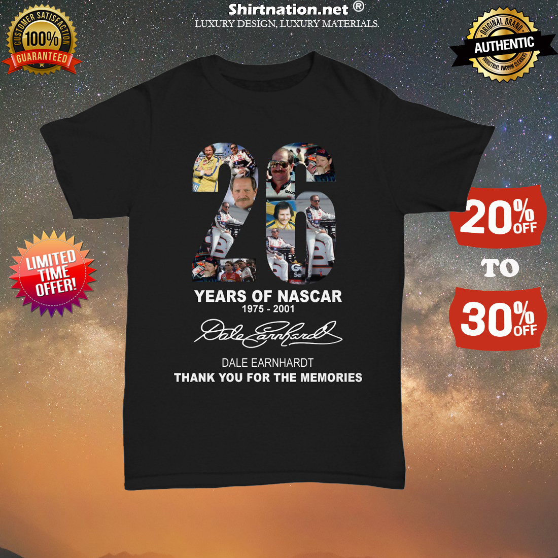 26 years of Nascar Dale Earnhardt thank you for the memories unisex tee shirt