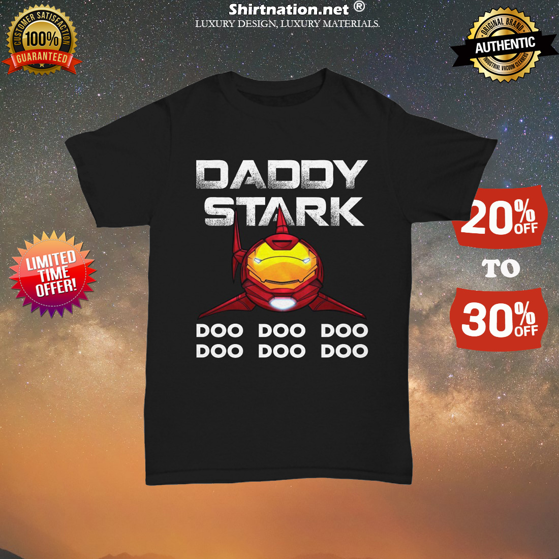 Iron man daddy shark doo doo doo unisex tee shirt