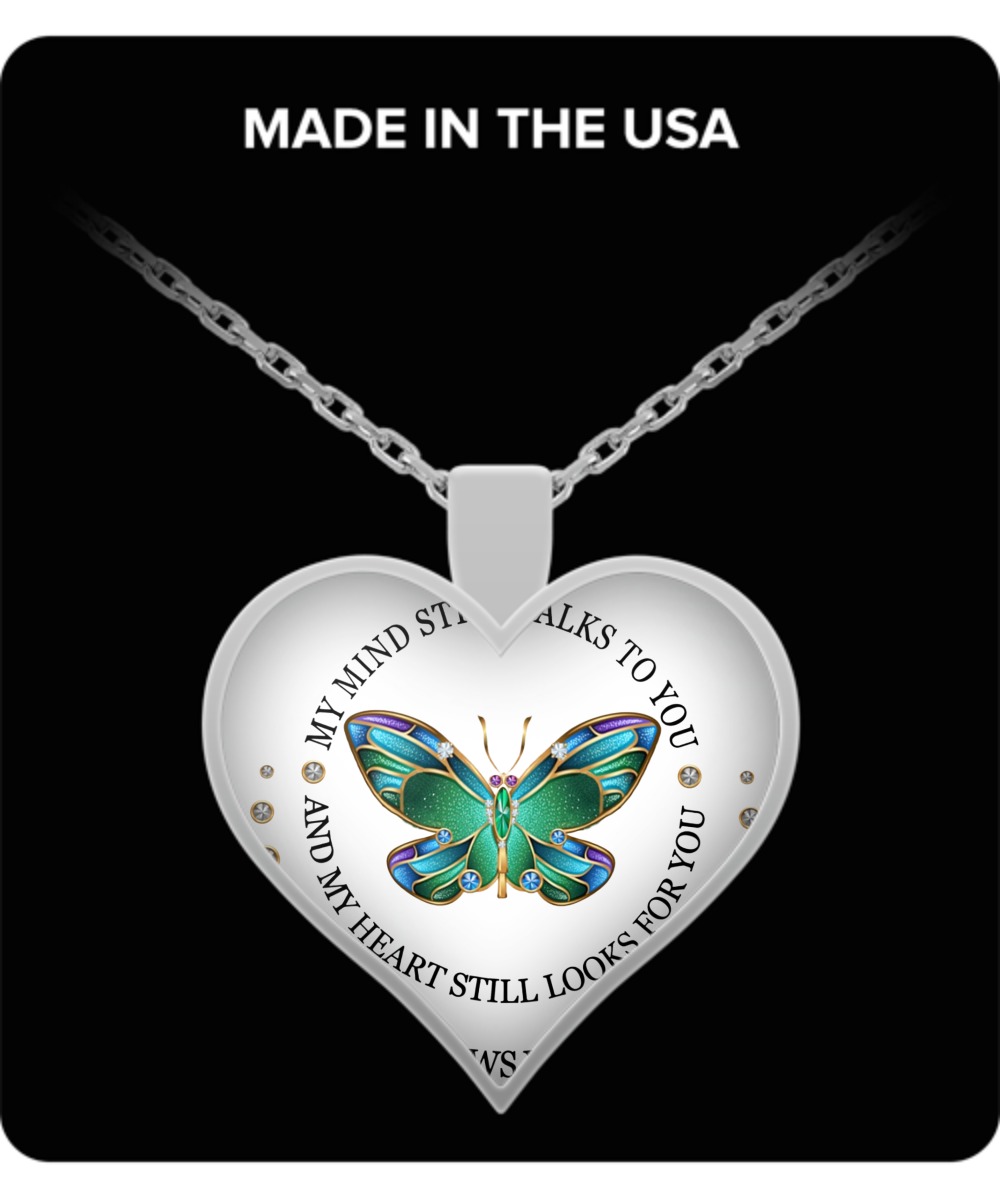 Dragonfly my mind still talks to you pendant heart necklace