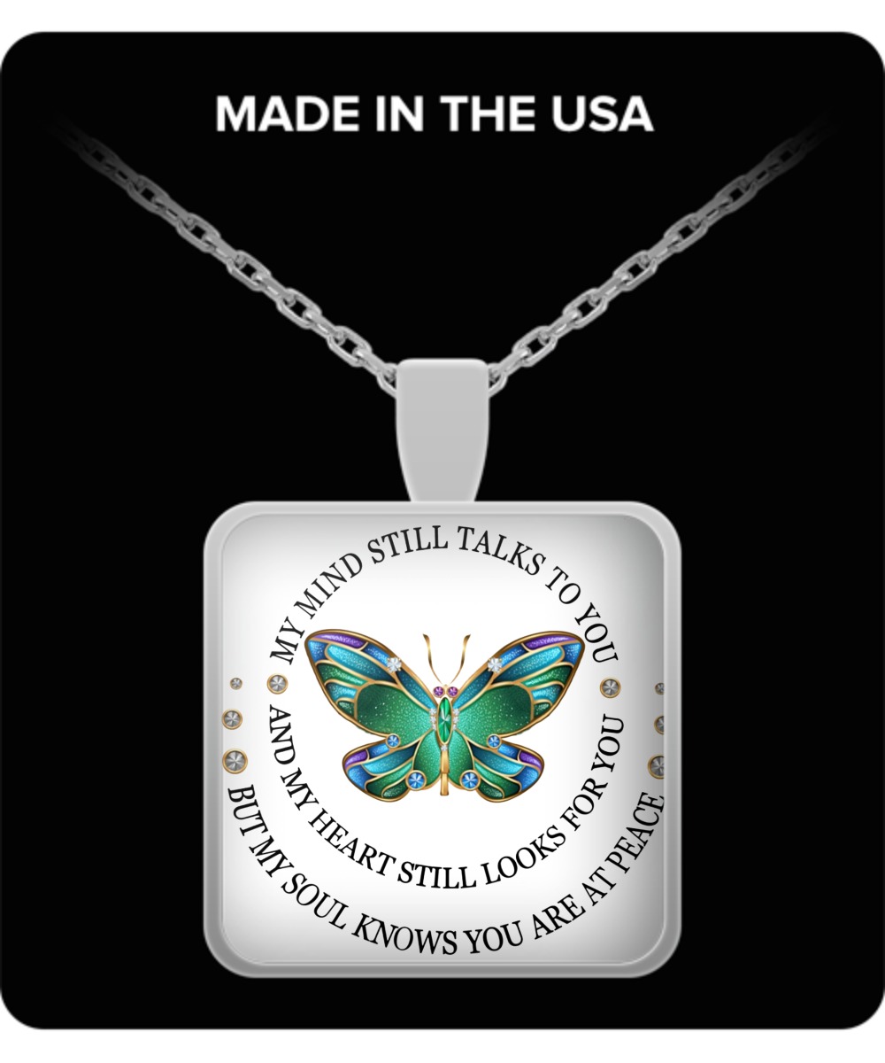 Dragonfly my mind still talks to you pendant square necklace