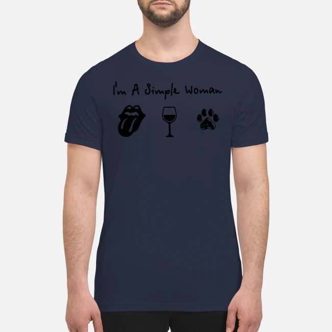 I'm simple woman Rolling Stones lick wine and paw premium men's shirt