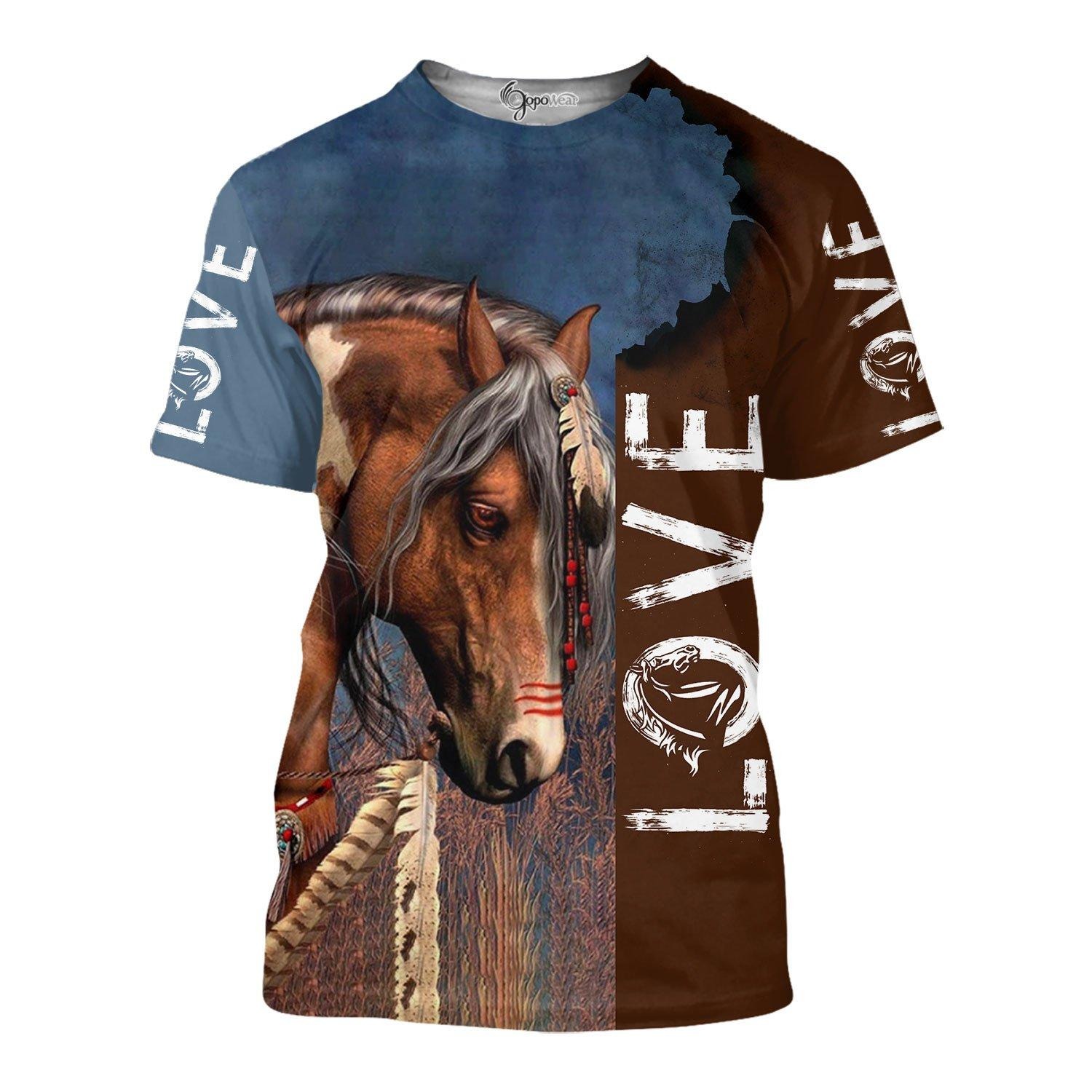 Love horse 3d full print hoodie and shirt