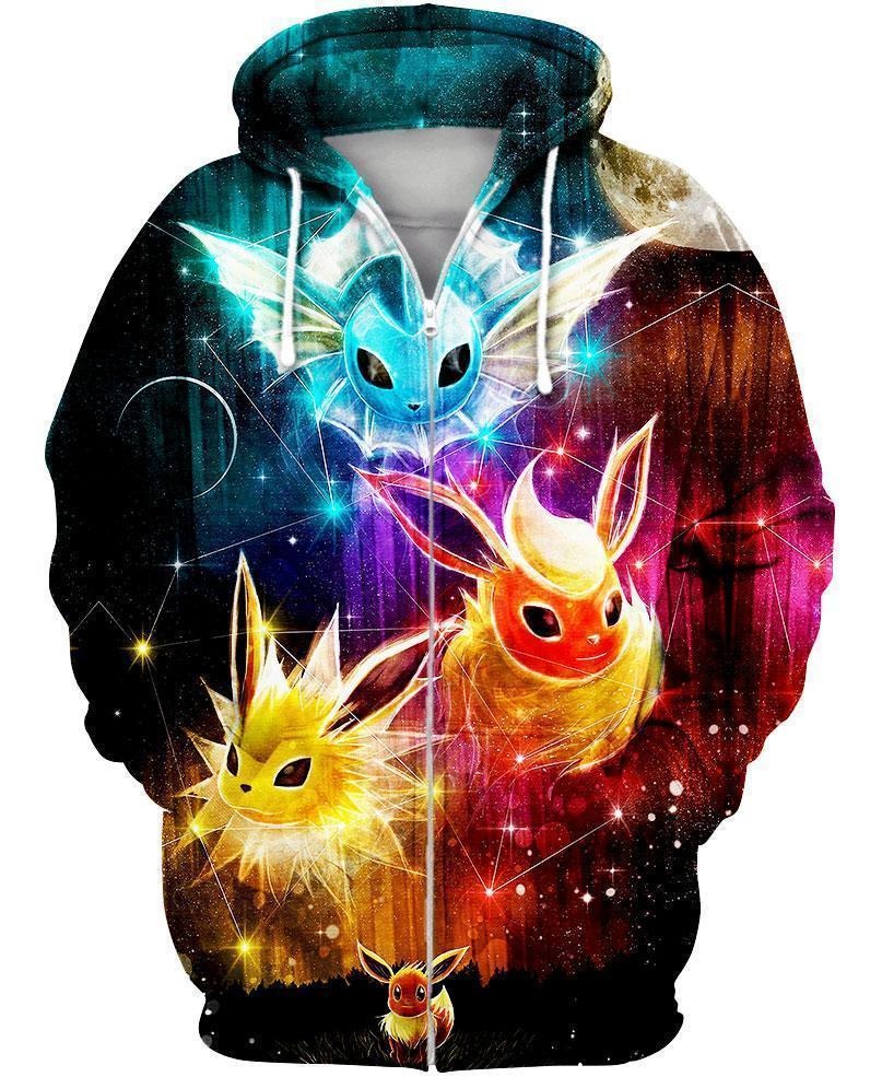 Pokemon Eevee evolution 3d hoodie and zip