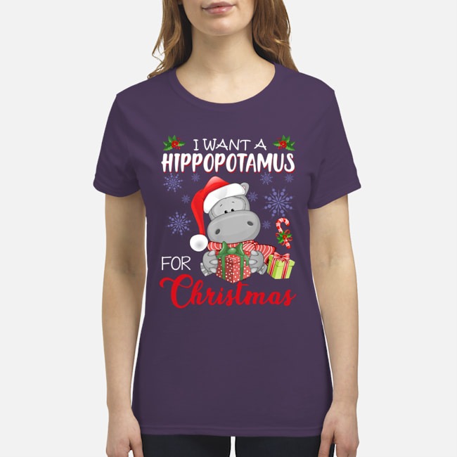 I want a hippopotamus for Christmas premium women's shirt