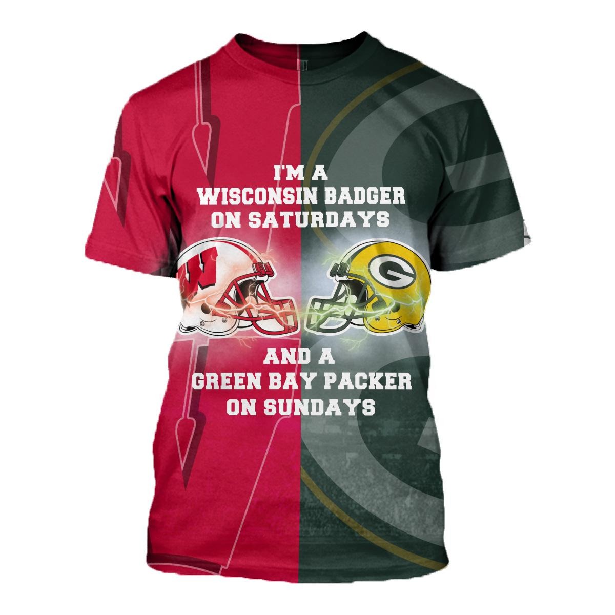 Wisconsin Badger on Saturdays and Green Bay Packers on Sundays 3d cool hoodie