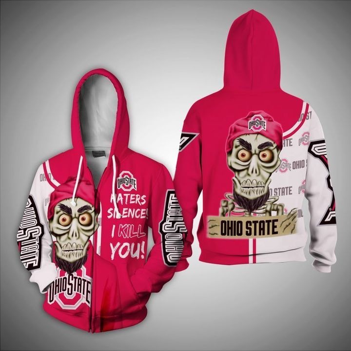 Skull Ohio State haters silence i kill you 3d zip hoodie