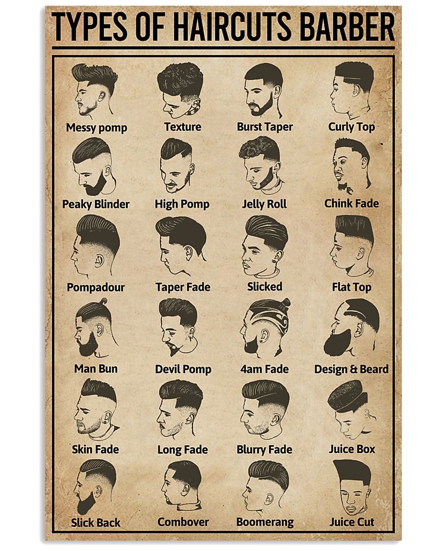 Types of Haircuts barber poster • Shirtnation - Shop trending t-shirts