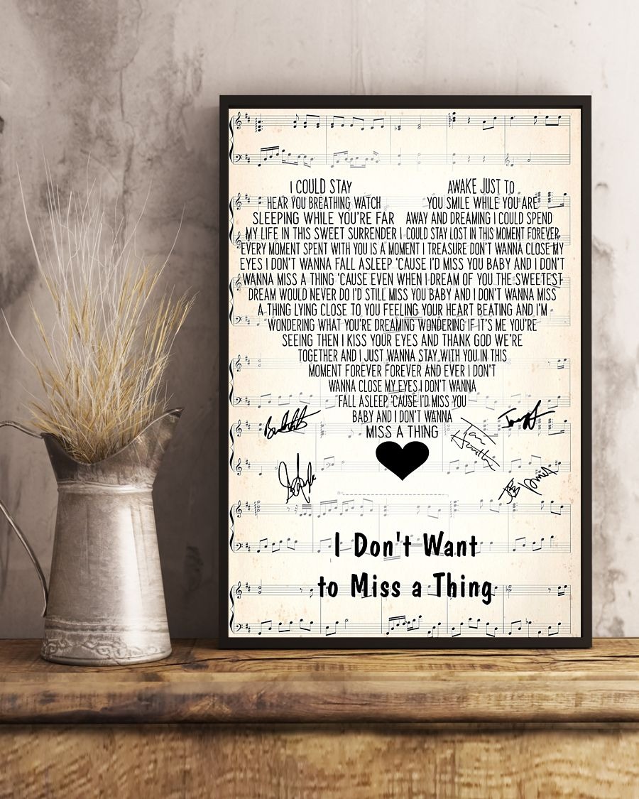 I don't want to miss a thing lyrics poster