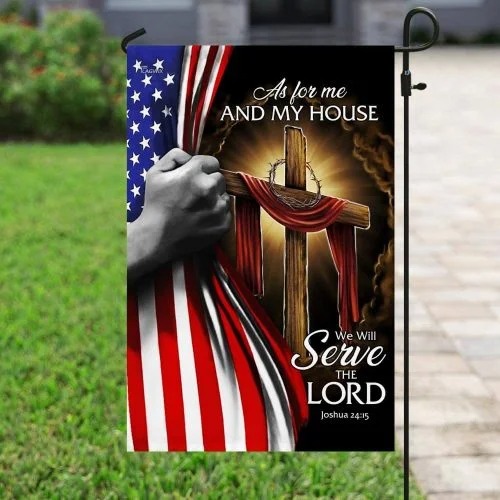American Faith cross as for me and my house flag2