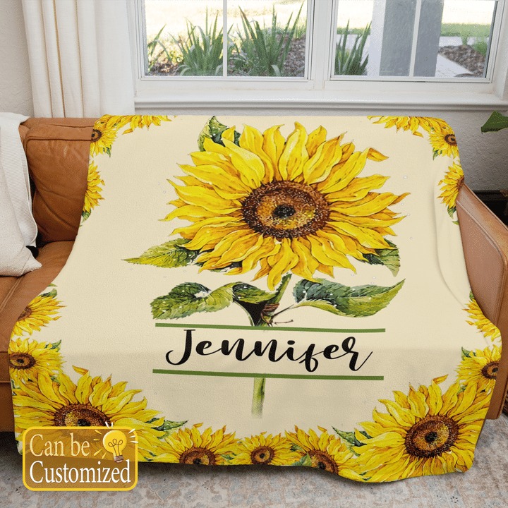 Sunflower custom personalized name blanket2