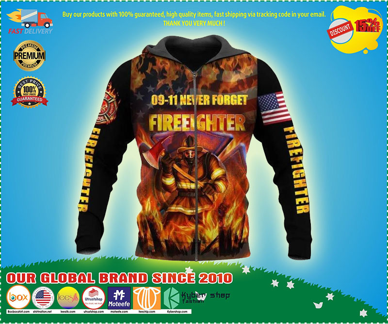 09 11 never forget fireeighter 3D hoodie 2