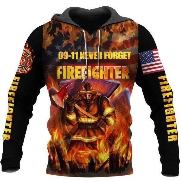 09 11 never forget firefighter 3D hoodie