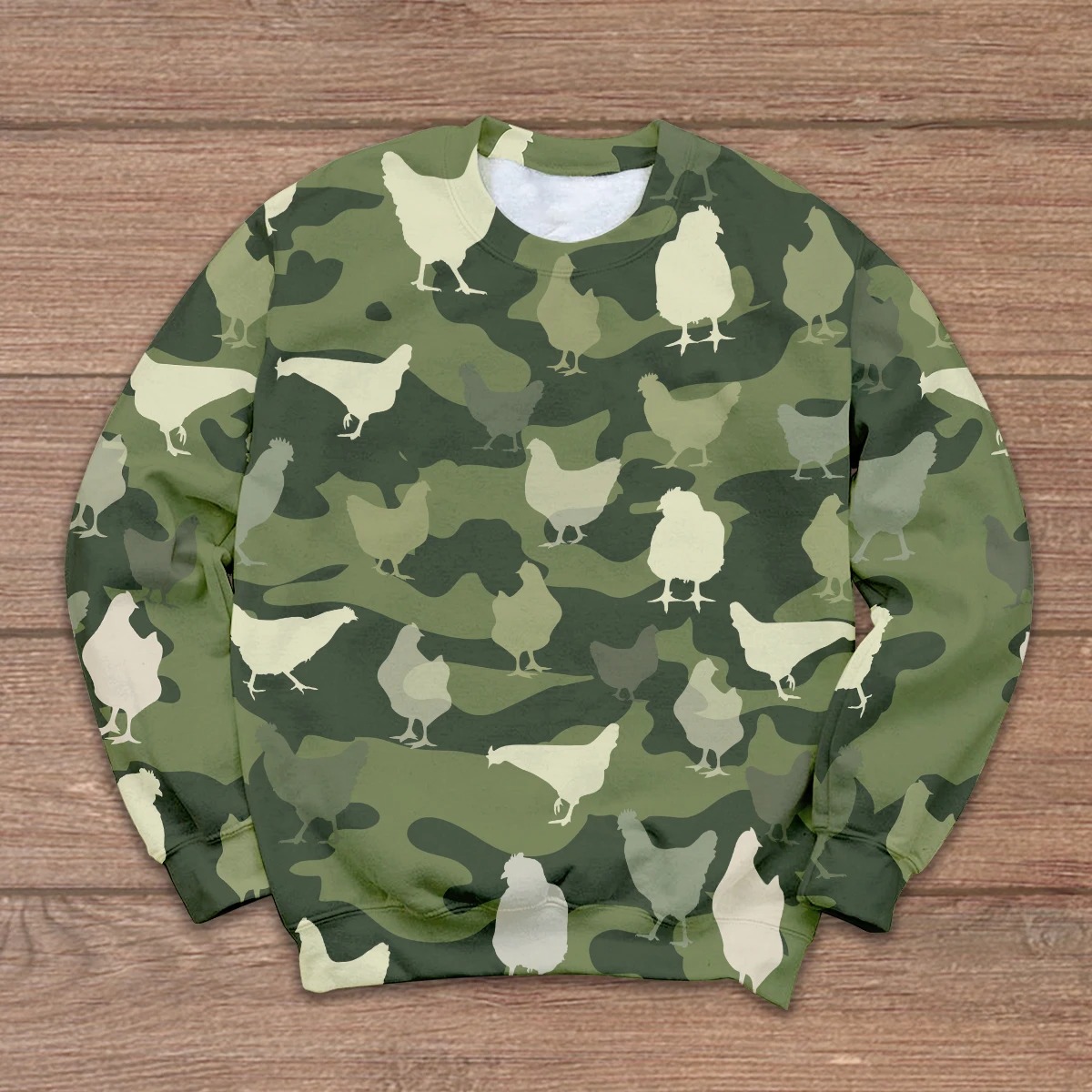 Chicken in green 3D shirt and hoodie 3