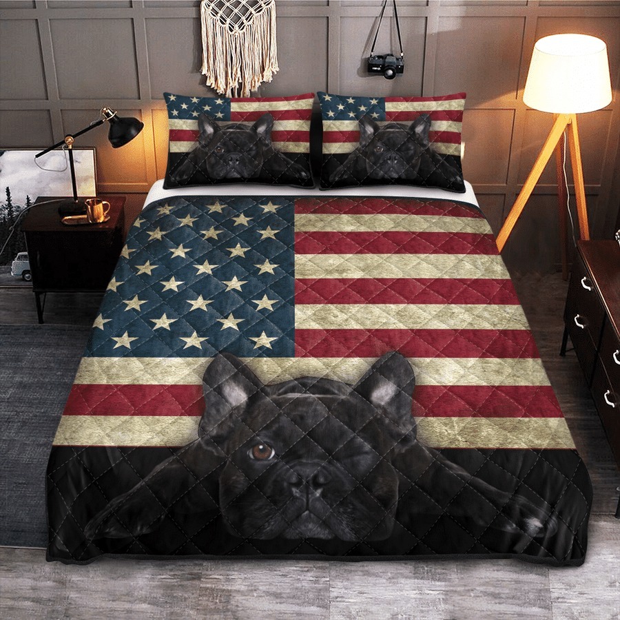 French Bulldog American Flag bedding set 1