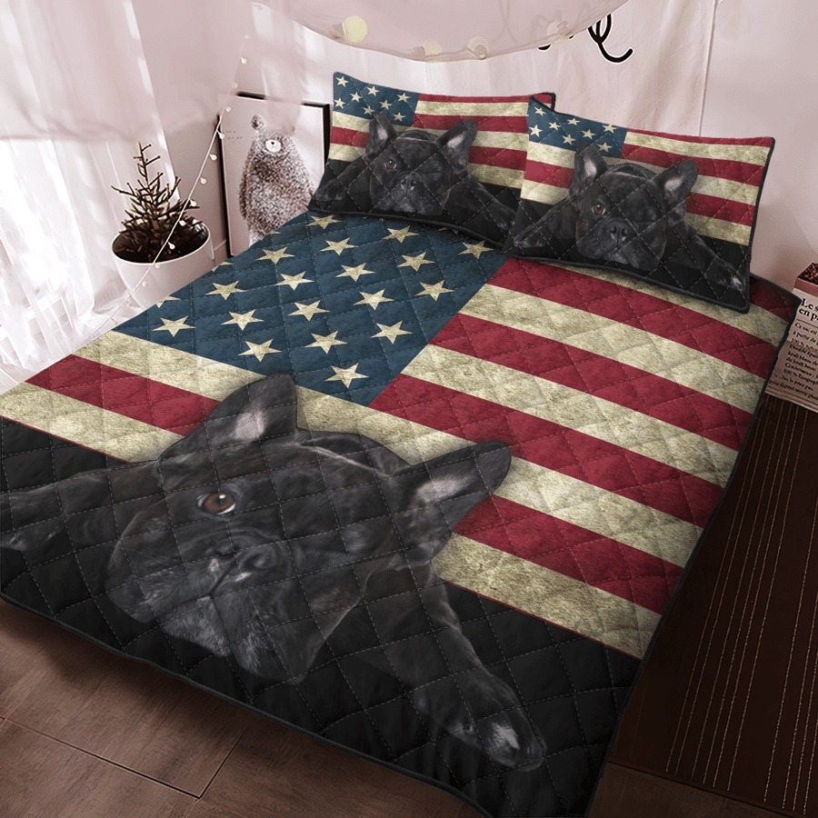 French Bulldog American Flag bedding set 2