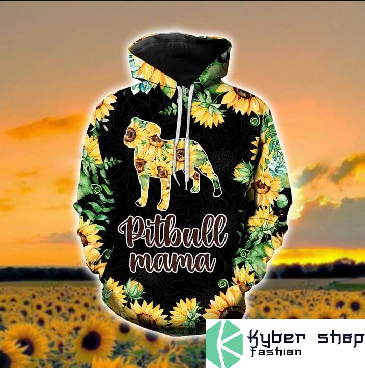 Pitbull mama sunflower 3d hoodie and legging 1 4
