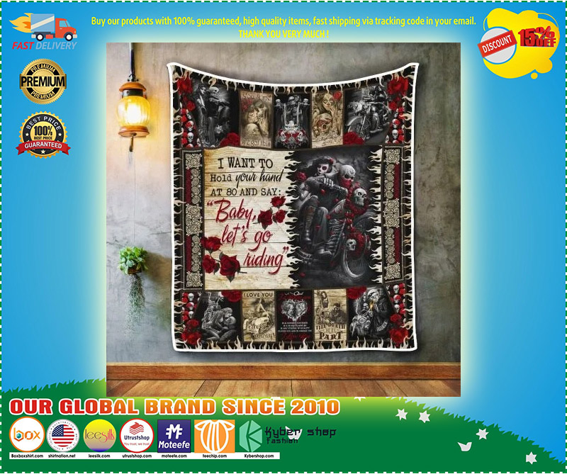 Skull biker I want to hold your hand blanket 1
