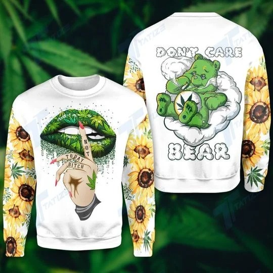 Weed dont care bear 3D hoodie 2