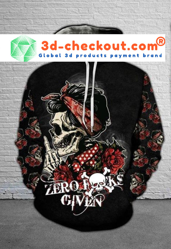 Skull and Rose zero fucks given 3D hoodie and legging2