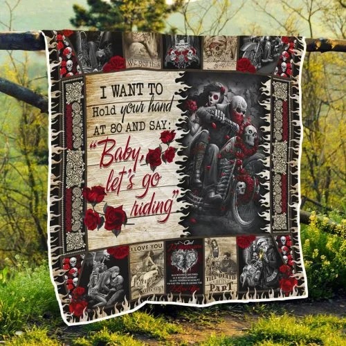 Skull biker I want to hold your hand blanket3