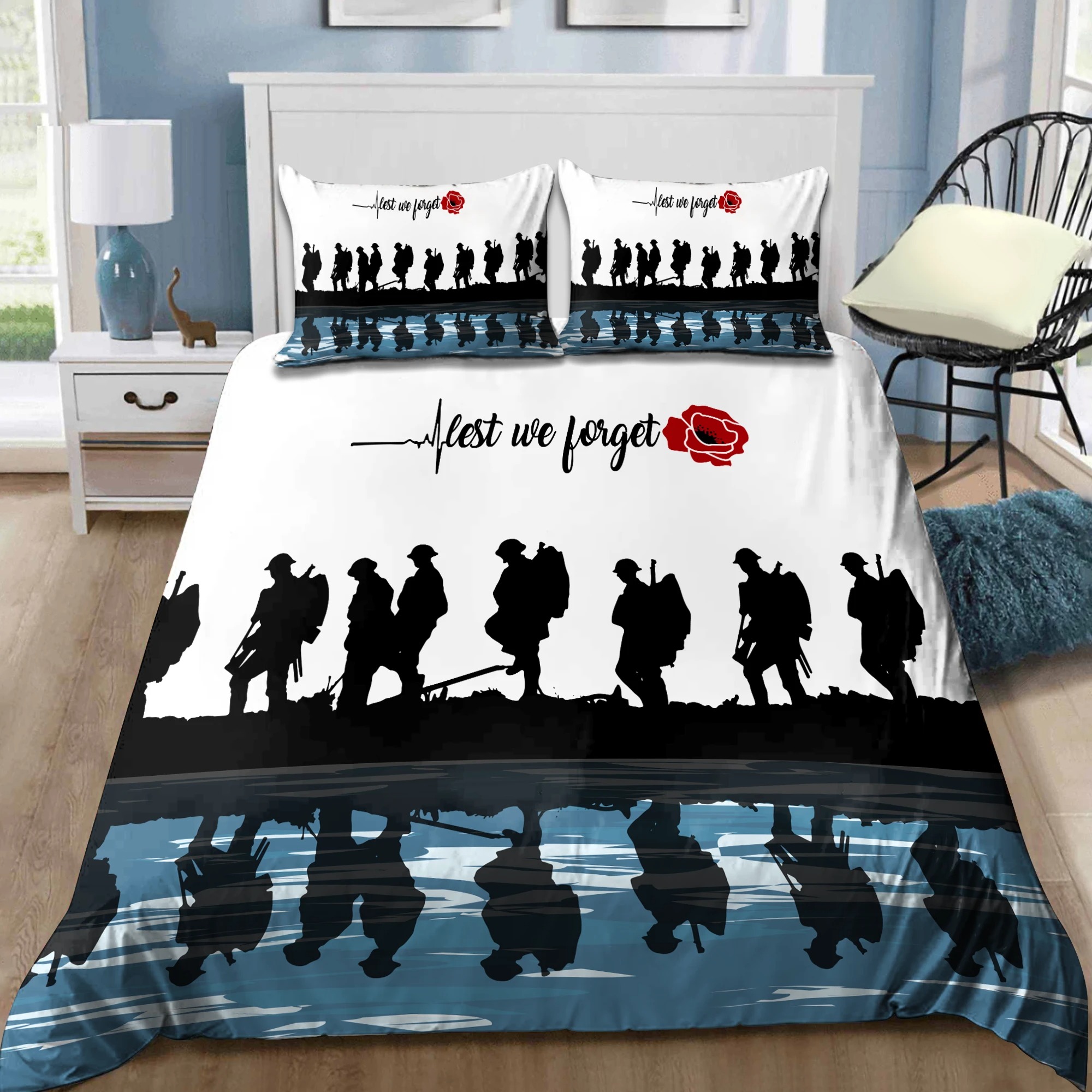 UK Veteran Let we forget honor the fallen bedding set2