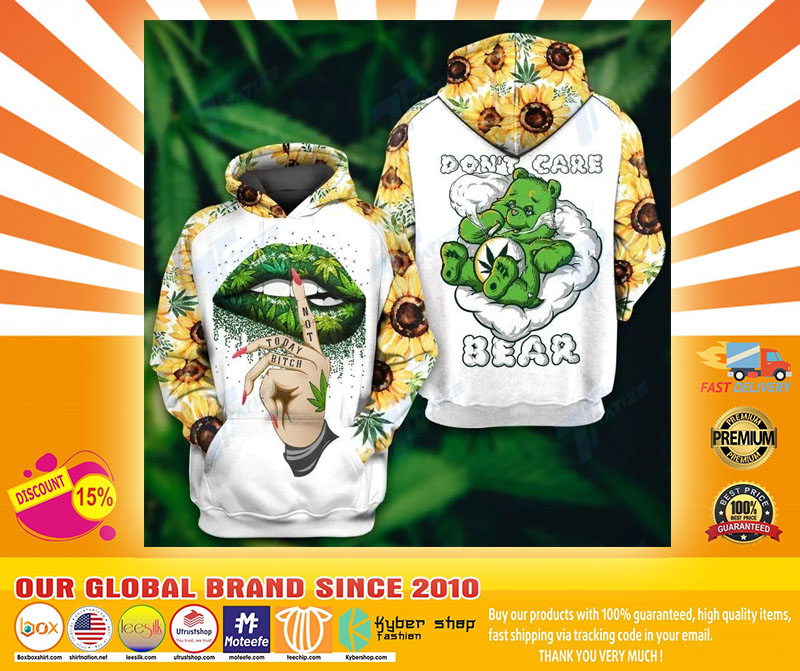 Weed dont care bear 3d hoodie and legging4