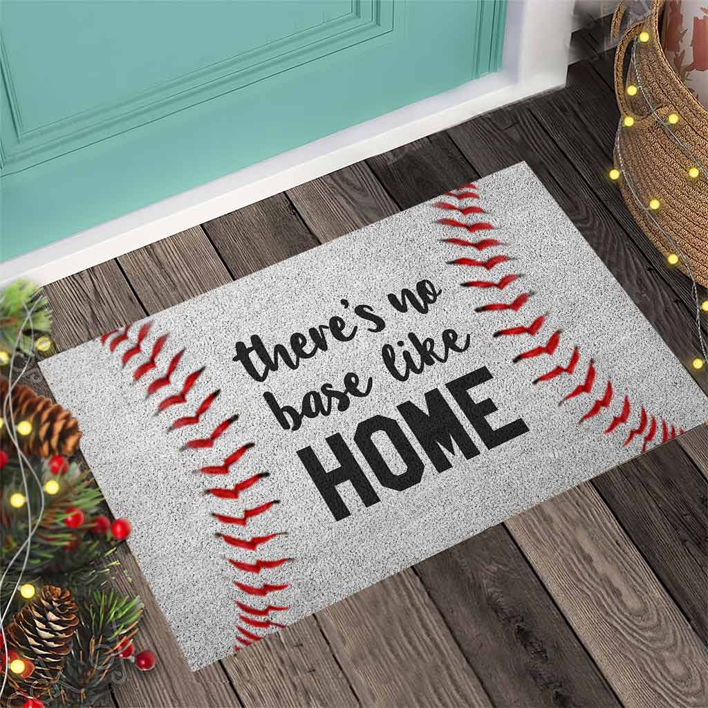 Baseball Theres no base like home doormat4