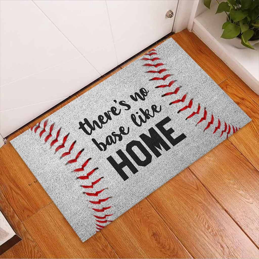 Baseball Theres no base like home doormat3