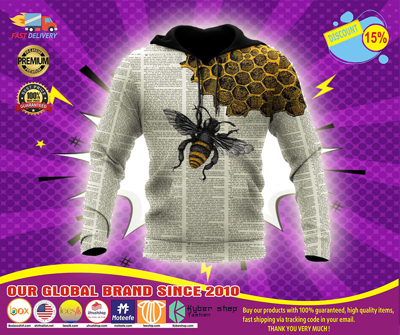 Bee dictionary page 3D hoodie1
