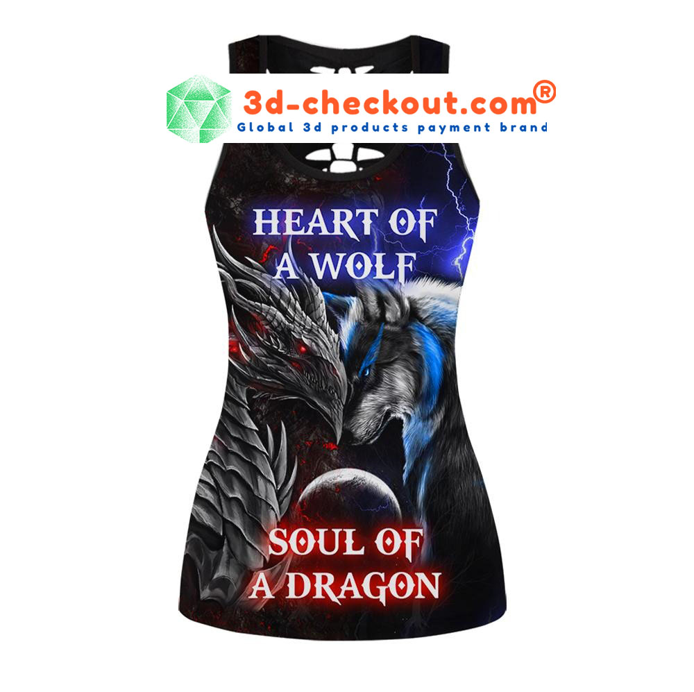 Heart of wolf soul of a dragon bedding set tank top 1