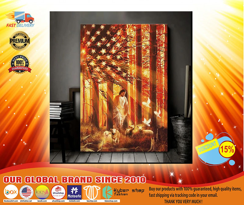 Jesus waking with the lambs canvas3