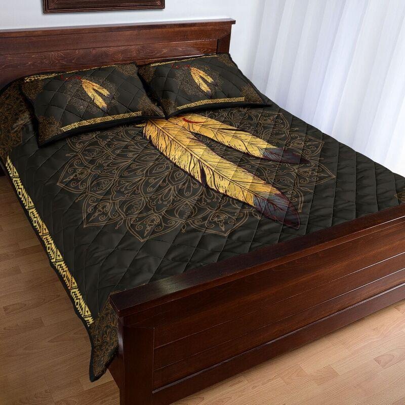 Native American Indian feathers quilt bedding set3