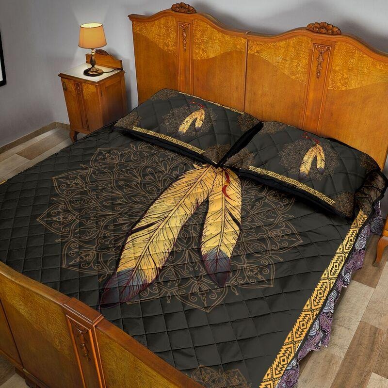 Native American Indian feathers quilt bedding set2