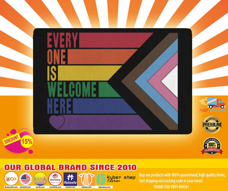 Rainbow LGBT Everyone is welcome here doormat4