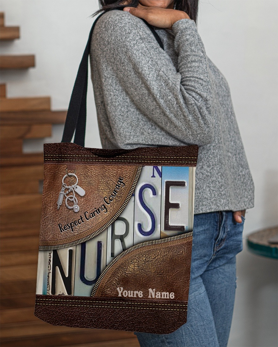 Respect caring courage custom name tote bag2