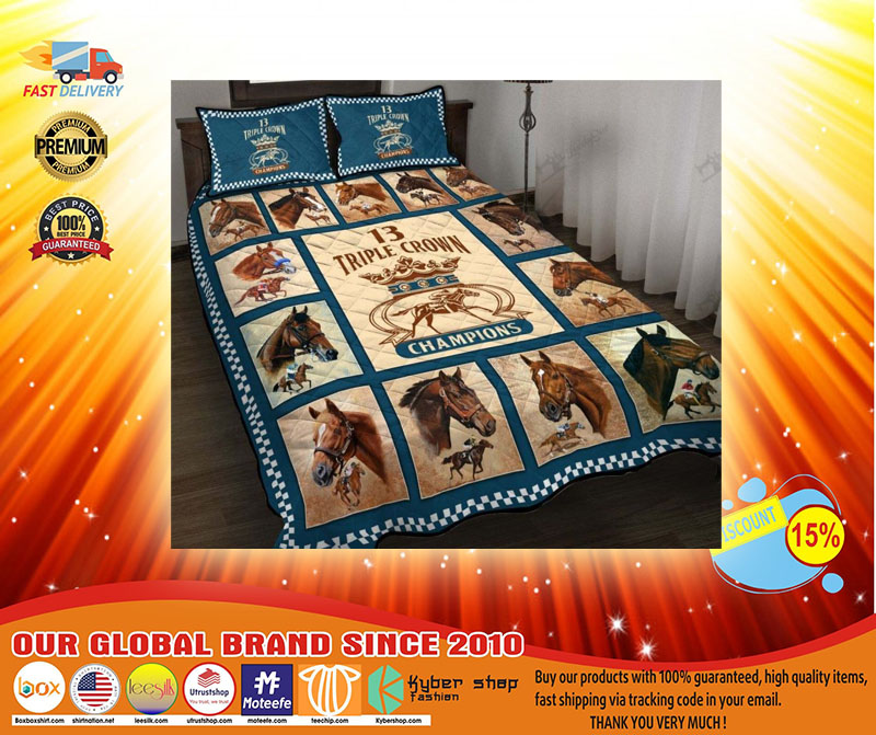 Triple crown of champions horse quilt bedding set33
