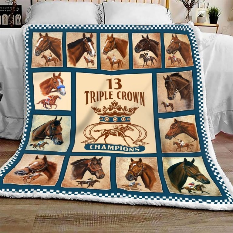 Triple crown of champions horse quilt bedding set3