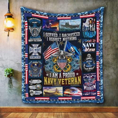American flag I am a proud Navy veteran quilt bedding set3