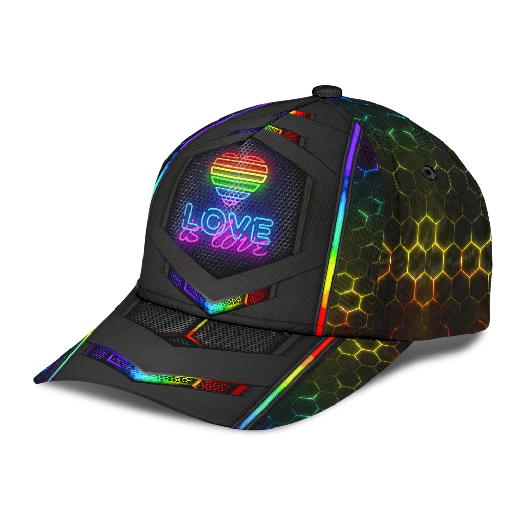 LGBT neon hexagon love is love cap2