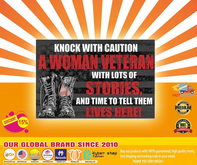 Veteran knock with caution a woman veteran doormat4